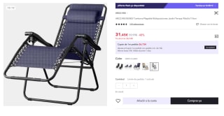 Tumbona Plegable Multiposiciones de 90x65x114cm por 31.45€ (Cuenta Nueva 21.45€)