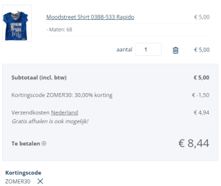 30% extra kassakorting op alle zomerkleding (ook sale!) bij Liza4kids outlet