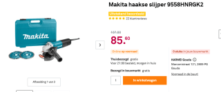 Makita Haakse slijper - 840 W - 125 mm voor €83,20 bij Karwei