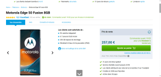 Smartphone 6,7" Motorola Edge 50 Fusion 5G - 256 Go à 257€