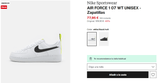 Zapatillas Nike Sportswear AIR FORCE 1 07 WT Unisex por 62,36€