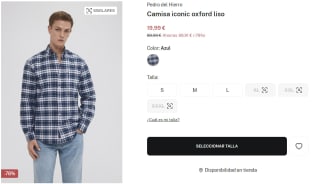 Camisa iconic oxford liso para Hombre Pedro del Hierro por 19.99€