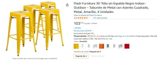 Pack 4 Taburete de Metal con Asiento Cuadrado por 103€