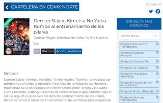 PREVENTA: Demon Slayer - Kimetsu No Yaiba: Rumbo al Entrenamiento de los Pilares por $69 en Cinépolis