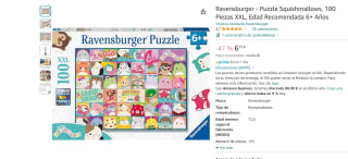 Puzzle Squishmallows, 100 Piezas XXL marca Ravensburger por 6,75€