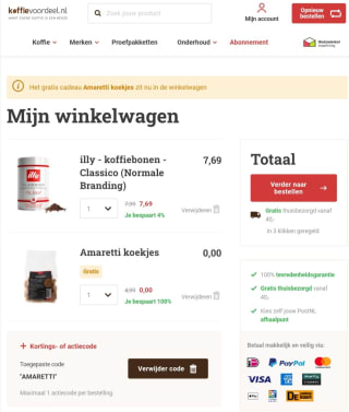 een gratis zakje Italiaanse Amarettikoekjes bij je koffiebestelling!