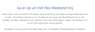 25% korting op Flex Weekend Vrij