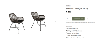 Dutchbone Chantik loungestoel outdoor set van 2 voor €129,50 bij Loods5