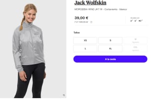 Cortavientos para Mujer Jack Wolfskin MOROBBIA WIND JKT por 39€