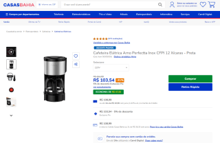 Cafeteira Elétrica da Arno, modelo Perfectta Inox - R$ 103,54