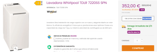 Lavadora Whirlpool TDLR 7220SS SPN por 342€