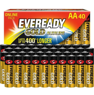 Eveready Pilas alcalinas AA de oro, 40 unidades por 8,78€.