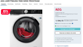 AEG LWR7796UD6 7000 ProSteam UniversalDose was-droogcombinatie voor € €1.104,15 bij Electroworld