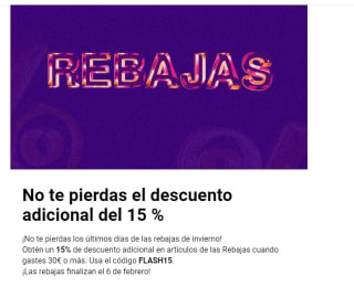 Descuento extra en productos rebajados por compras de 30€ o más