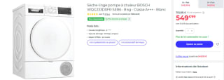 Sèche-linge pompe à chaleur BOSCH WQG233D0FR SER6 - 8 kg à 549,99€