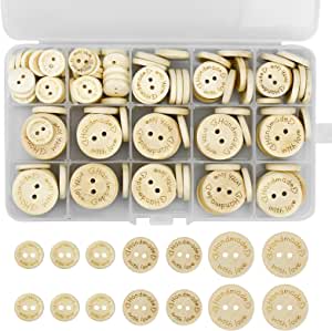 Botones de Madera con 2 Agujeros 3 medidas 150 Unidades por 10,99€