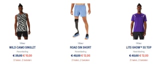 3 kopen=2 betalen op alle kleding + schoenen tijdens de Asics Outlet
