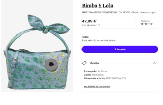Bolso de mano Bimba Y Lola GRAY RAINBOW FLOWERS NYLON HOBO por 42.99€