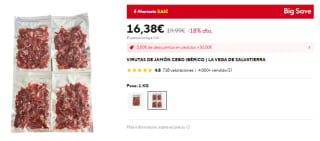1 Kg Virutas de Jamón Cebo Ibérico La vega de Salvatierra por 14,38€