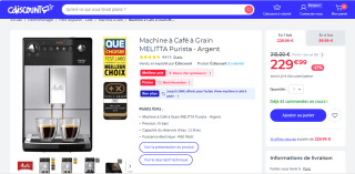 Machine à Café à Grain Melitta Purista - Argent à 229,99€