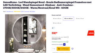 SensaHome - Led Wandspiegel met LED Verlichting voor €59,99 bij Bol.com