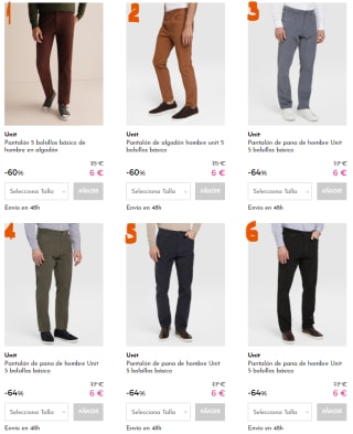 Pantalones, Camisas y Polos para hombre por 6€