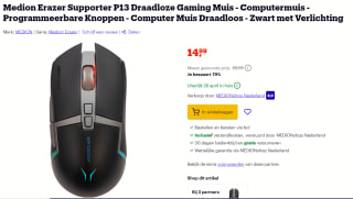 MEDION ERAZER Supporter P13 draadloze gaming muis met RGB-verlichting voor €14,99 bij Bol.com