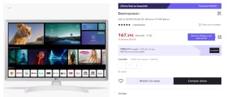 Smart tv marca LED LG modelo 28TQ515S-WZ 28" HDcolor Blanco por 152,39€