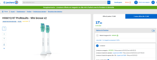 Lot de 2 Têtes de brosse à dents HX6012/07 ProResults à 17,63€