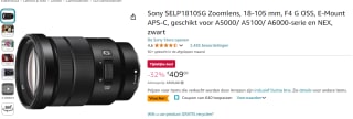 Sony E-mount PZ 18-105mm f/4 cameralens voor €369 bij Amazon