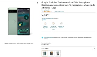 Google Pixel 6a 128GB por $4,931 en Amazon