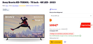 Sony Bravia KD-75X80L - 75 inch - 4K LED - 2023 voor €1.054,49 bij Bol