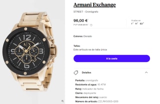 Reloj Cronografo de Hombre Armani Exchange STREET por 96€