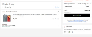 Xiaomi Redmi Note 13 Pro de 12GB + 512GB por 233,84€