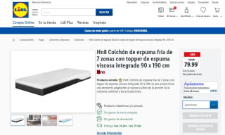 Colchón de espuma fría de 7 zonas con topper de espuma viscosa integrado 90 x 190 cm por 89.99€