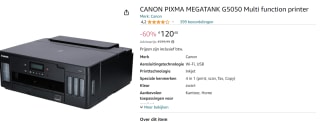 Canon PIXMA G5050 - Inkttankprinter voor €120,48 bij Amazon