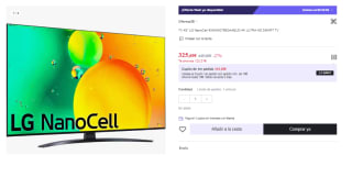 Televisor LG 43NANO766QA 43" LED NanoCell UltraHD 4K HDR10 Pro por 325.69€ (Cuenta Nueva 313.69€)