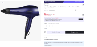 Secador de pelo iónico, 2200W mkarca Taurus por 17,52€