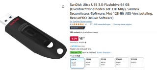 SanDisk Ultra USB 3.0 Flash Drive 64GB voor €6,07 bij Amazon