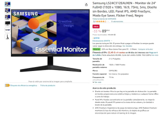 Monitor de 24" FullHD marca Samsung modelo LS24C312EAUXEN por 89,99€