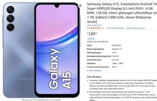 Samsung Galaxy A15 - 4G smartphone voor €120 bij Amazon