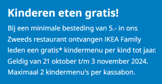 Kinderen eten gratis bij besteding vanaf €5 in het IKEA restaurant