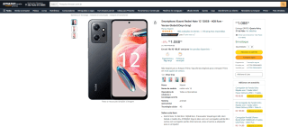 Smartphone da Xiaomi, modelo Redmi Note 12 de 128GB - R$ 1.088,98