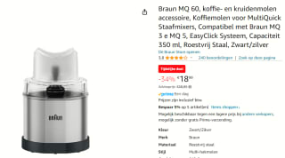 Braun MQ 60 Koffie- en kruidenmolen accessoire van roestvrij staal voor €18,99 bij Amazon
