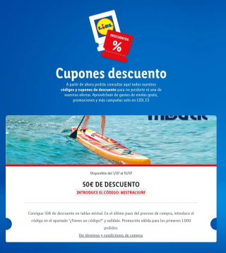 50€ descuento en tablas marcas Mistral desde Lild