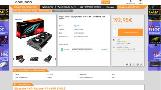Gigabyte AMD Radeon RX 6600 EAGLE 8GB por solo 179,95€