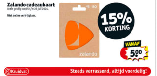 Zalando cadeau kaart met 15% korting bij Kruidvat