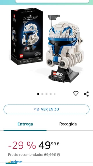 Lego Star Wars Casco del Capitán Rex por 49,99€.