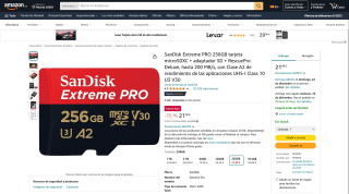 Tarjeta microSDXC SanDisk Extreme PRO 256GB por 21,48€