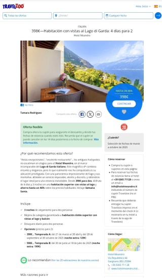 Italia Lago di Garda 4 días por 398€ para 2 personas.